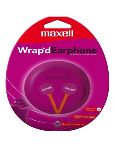 Auricular Stereo Maxell WRAP-D con Microfono Rosa