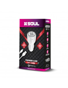 Cargador de Auto 12v DualFast (USB + Type-C) 3.1A + 2.1A