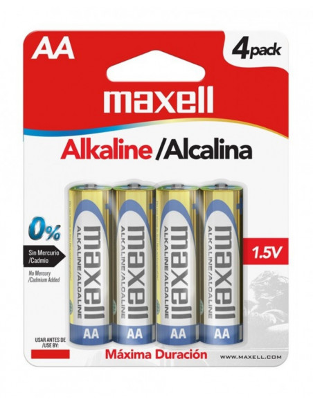 Pila Alcalina AA Maxell LR6 - Pack 4 Unidades