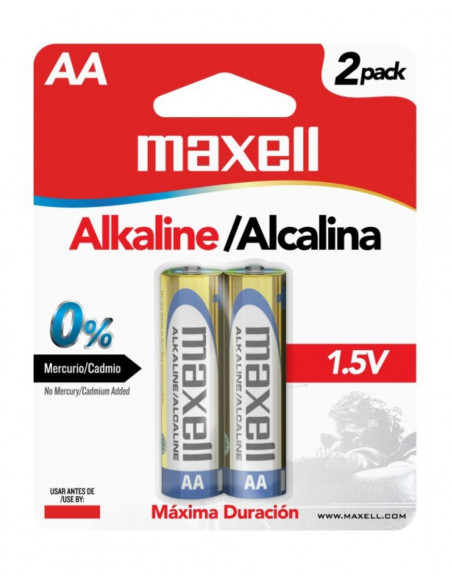 Pila Alcalina AA Maxell LR6 - Pack 2 Unidades