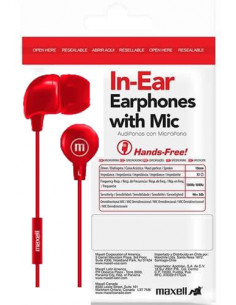 Auricular Stereo Maxell IN-BAX con Microfono Rojo