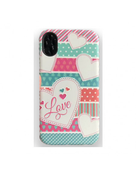 Protector Reforzado Diseño9 Samsung J720 J7 Duos CorazonesBlancos