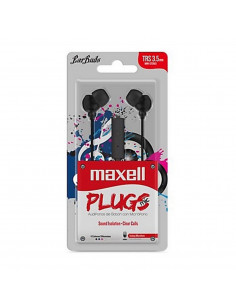 Auricular Stereo Maxell PLUGS-MIC IN225 con Microfono Negro
