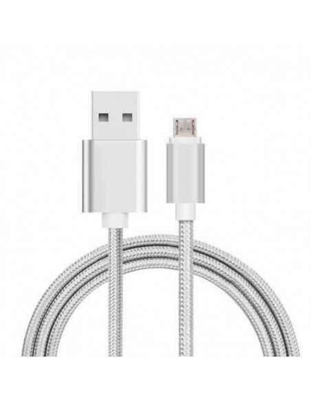 Cable USB Reforzado Nylon Acerado 3m MicroUSB Silver