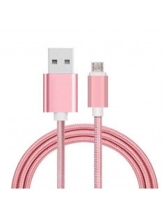 Cable USB Reforzado Nylon Acerado 3m MicroUSB Rose