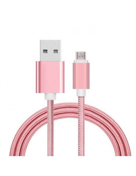 Cable USB Reforzado Nylon Acerado 3m MicroUSB Rose