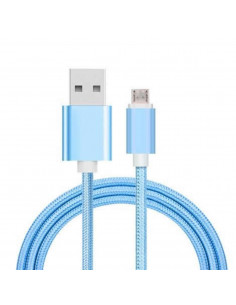 Cable USB Reforzado Nylon Acerado 3m MicroUSB Blue