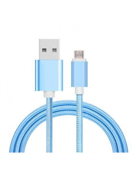 Cable USB Reforzado Nylon Acerado 3m MicroUSB Blue