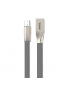 Cable USB FLAT 1.2m Ficha Universal MicroUSB Plateado