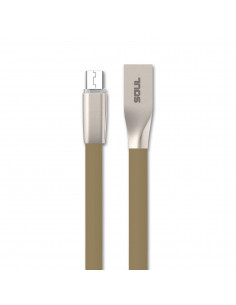 Cable USB FLAT 1.2m Ficha Universal MicroUSB Dorado