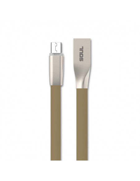 Cable USB FLAT 1.2m Ficha Universal MicroUSB Dorado