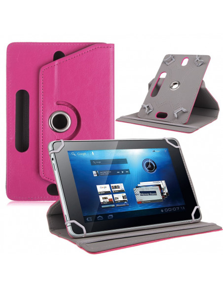 Estuche Cuero "SL_360" Tipo Libro Tablets 10" Universal con Stand Fucsia
