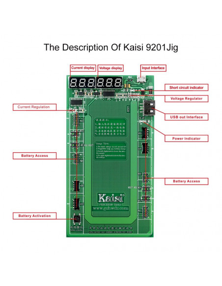 Placa KAISI K-9201 para Activar Testear y Cargar de Bateria de Apple iPhone iPad