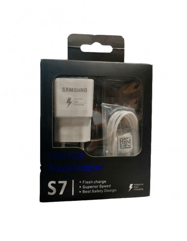 Cargador Kit 2 en 1 Samsung S7 (Cable MicroUSB + Apdatador USB 220v FAST CHARGER)