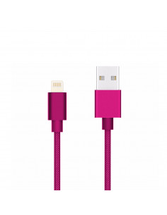 Cable USB  NX6 Apple Lighting Nylon Acerado Fucsia