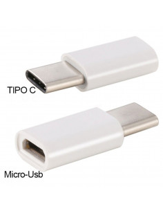 Adaptador MicroUSB a USB Type-C Blanco/Negro