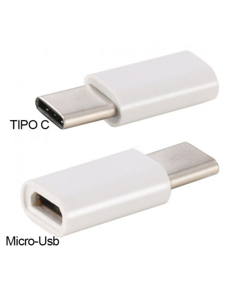 Adaptador MicroUSB a USB Type-C Blanco/Negro