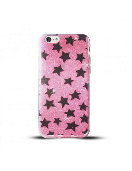 Protector Gel TPU Shine Espejado Apple iPhone 7 Plus (5.5") Estrellas Rosa