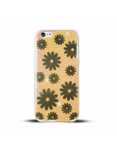 Protector Gel TPU Shine Espejado Apple iPhone 7 Plus (5.5") Flores Dorado