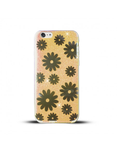 Protector Gel TPU Shine Espejado Apple iPhone 7 Plus (5.5") Flores Dorado