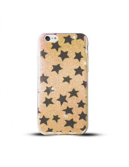 Protector Gel TPU Shine Espejado Apple iPhone 7 (4.7") Estrellas Dorado