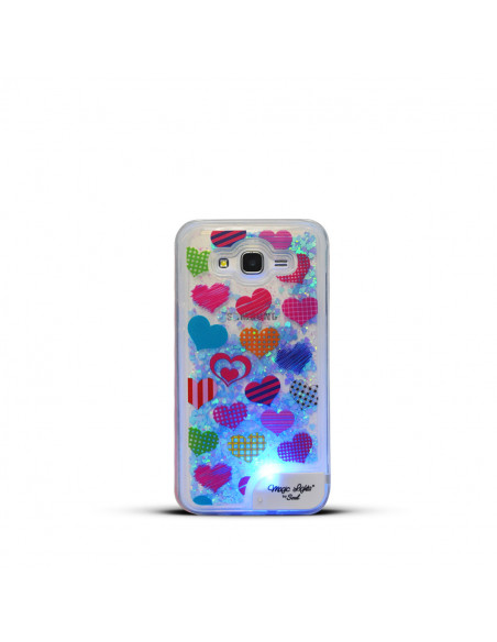 Protector Gel TPU Glitter WaterLed Samsung J320 J3 2016 "Corazones"