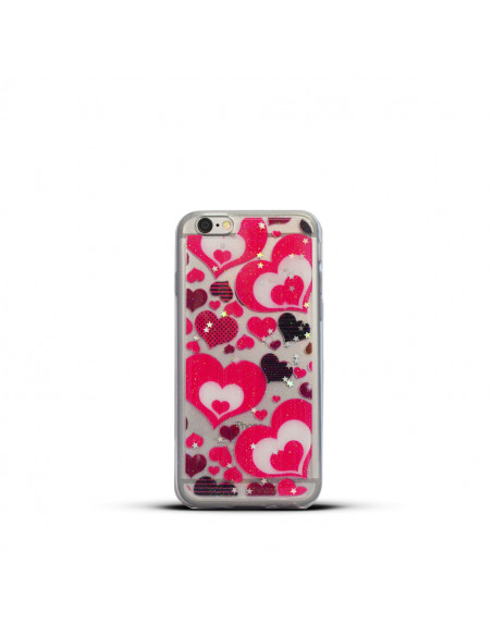 Protector Gel TPU GlitterDiseño Apple iPhone 7 Plus (5.5") "Corazones"
