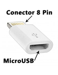 Adaptador MicroUSB a Ficha iPhone 5 Blanco
