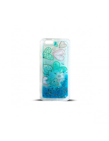 Protector Gel TPU Glitter Water3 Samsung G925 S6 Edge "Corazones"