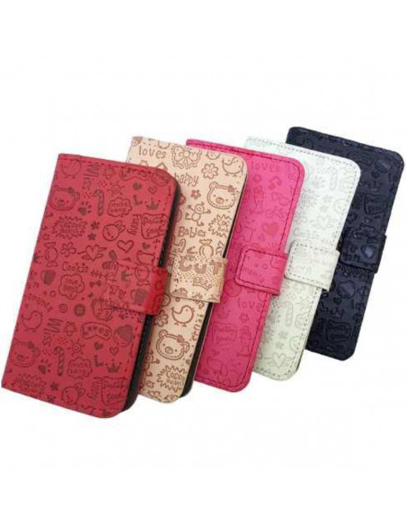 Estuche "Diseño Relieve" Flip Cover Samsung N910 Note4 Rojo