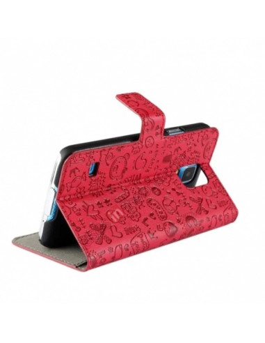 Estuche "Diseño Relieve" Flip Cover Samsung N910 Note4 Rojo