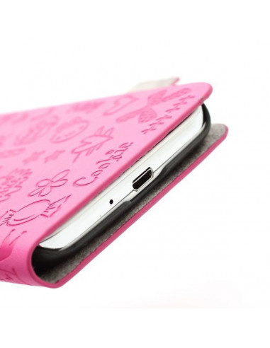 Estuche "Diseño Relieve" Flip Cover Samsung G110 Pocket 2 Rosa