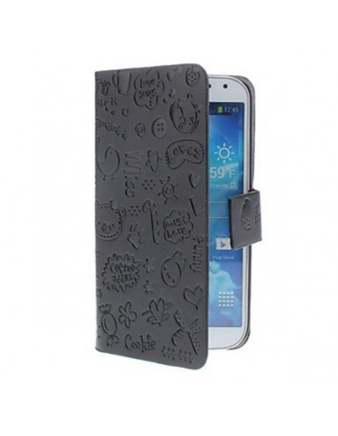 Estuche "Diseño Relieve" Flip Cover Samsung G110 Pocket 2 Negro