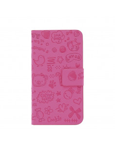 Estuche "Diseño Relieve" Flip Cover Motorola XT1527 Moto E2 Rosa