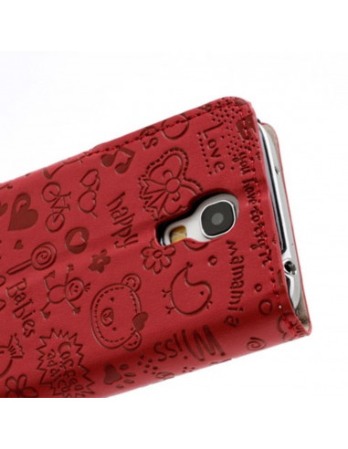 Estuche "Diseño Relieve" Flip Cover Samsung G357 Rojo