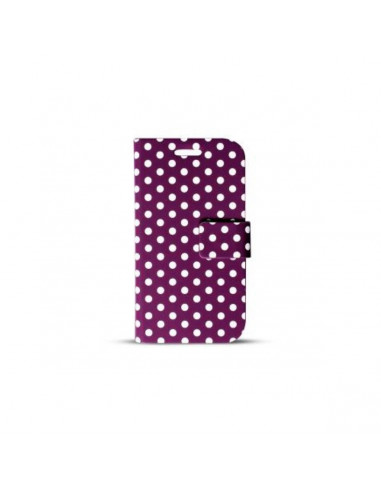 Estuche "Diseño Puntos" Flip Cover Alcatel ot4007 Pixi Violeta