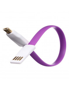 Cable USB FLAT 25cm Ficha MicroUSB Violeta