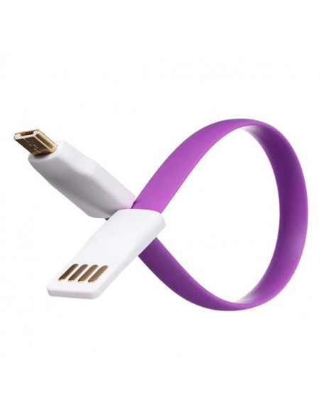 Cable USB FLAT 25cm Ficha MicroUSB Violeta