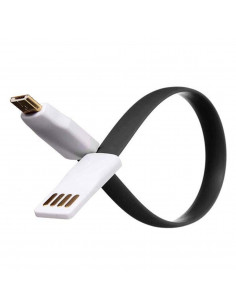 Cable USB FLAT 25cm Ficha MicroUSB Negro