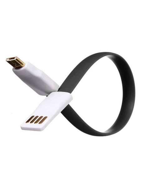 Cable USB FLAT 25cm Ficha MicroUSB Negro