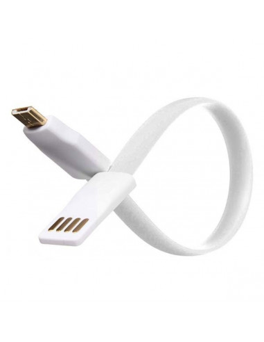 Cable USB FLAT 25cm Ficha MicroUSB Blanco