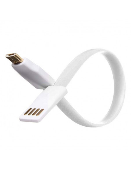 Cable USB FLAT 25cm Ficha MicroUSB Blanco