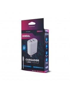 Cargador Viajero 220v Salida Doble Dual USB 2.4A Blanco + Cable MicroUSB