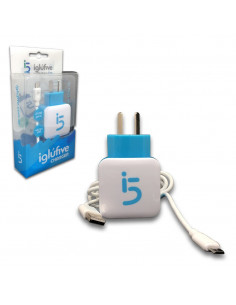 Cargador Premium iGluFive 2.1A - 2 Salida USB + Cable MicroUSB