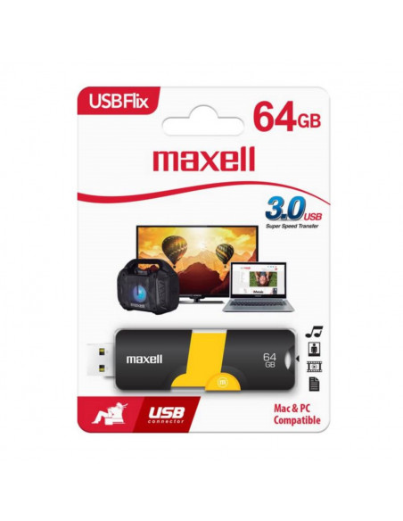 PenDrive  64GB Maxell Flix3.0 Negro/Dorado