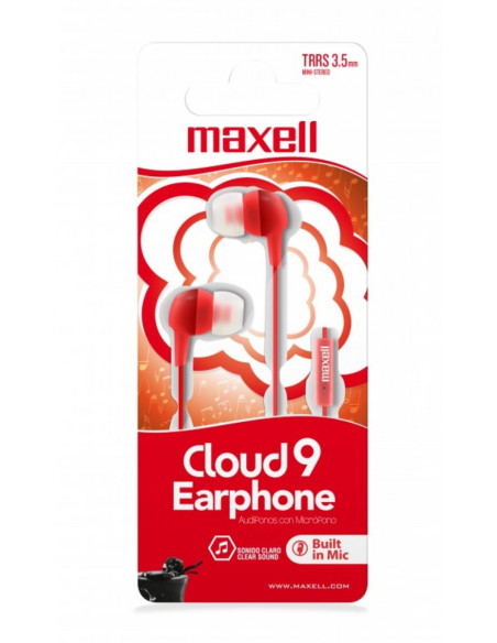 Auricular Stereo Maxell CLOUD9 con Microfono Rojo