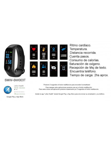 Reloj SmartBand Slim100 (SW003T) Negro