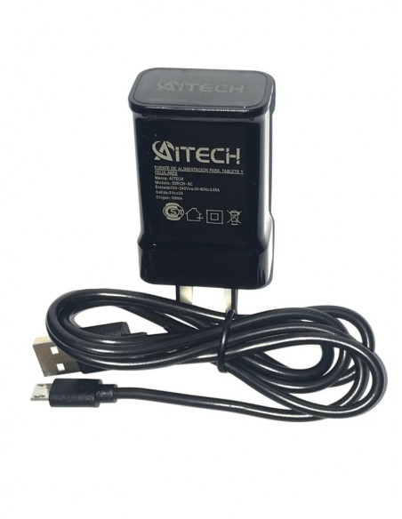 Cargador Kit 2 en 1 Aitech (Cable MicroUSB + Apdatador USB 220v 2A) Negro