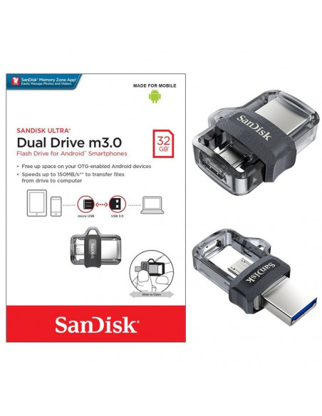 PenDrive  32GB Sandisk Dual Drive USB3.0 -MicroUSB HighSpeed 150mb/s