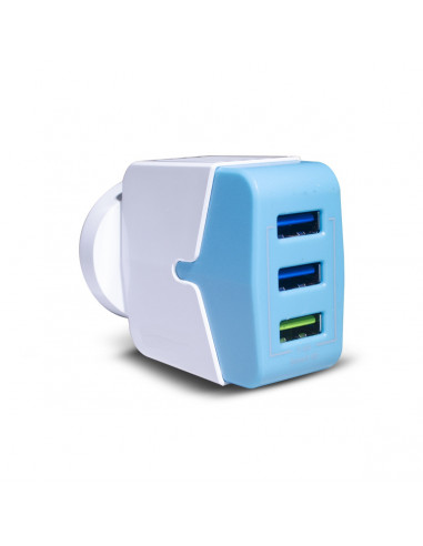 Cargador Premium SharePower 3.4A MicroUSB Celeste